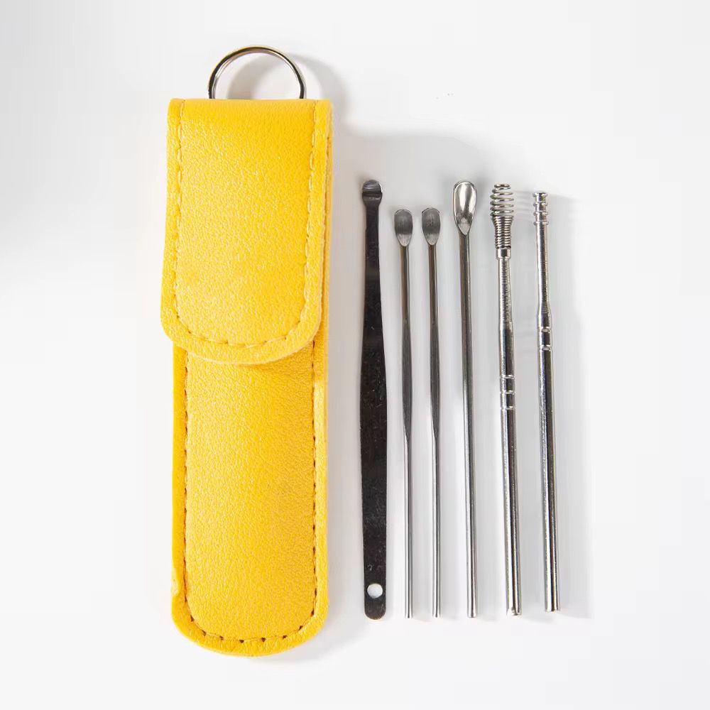 Kit Nettoyage Oreilles en Acier Inoxydable – 6 Outils + Étui Cuir