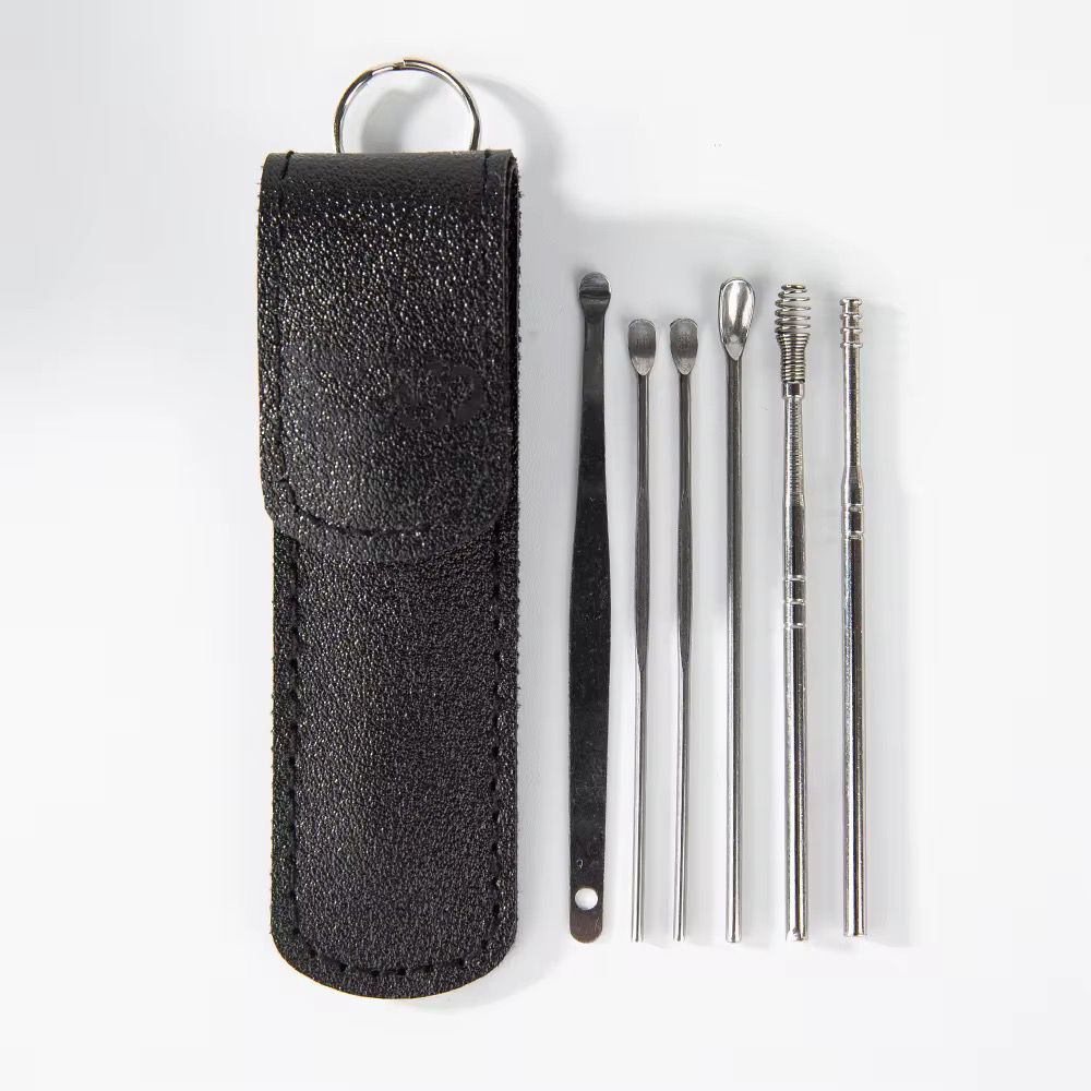 Kit Nettoyage Oreilles en Acier Inoxydable – 6 Outils + Étui Cuir