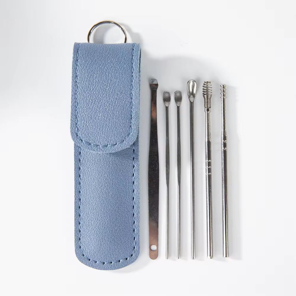 Kit Nettoyage Oreilles en Acier Inoxydable – 6 Outils + Étui Cuir